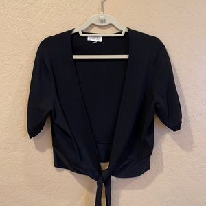 Short Sleeve Tie Front Cardigan
